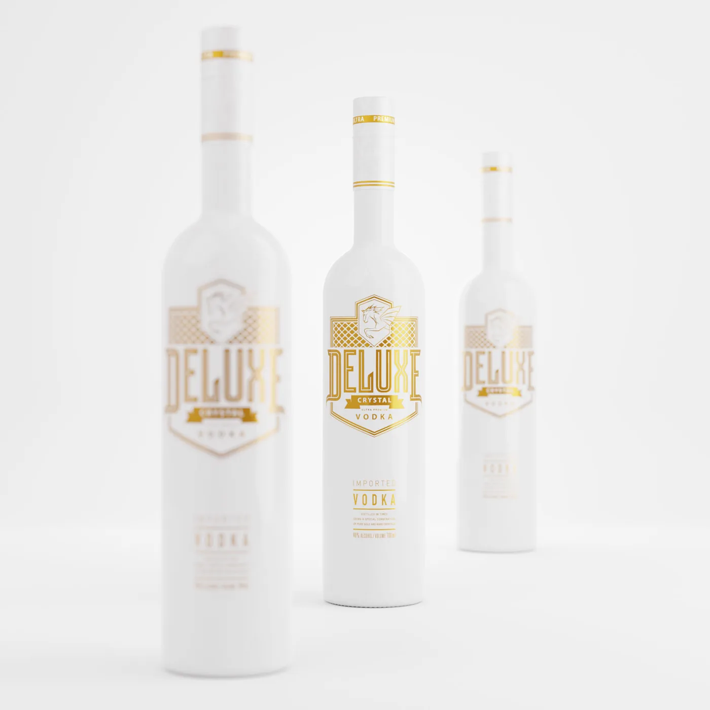 Deluxe Crystal Vodka in three bottle formats